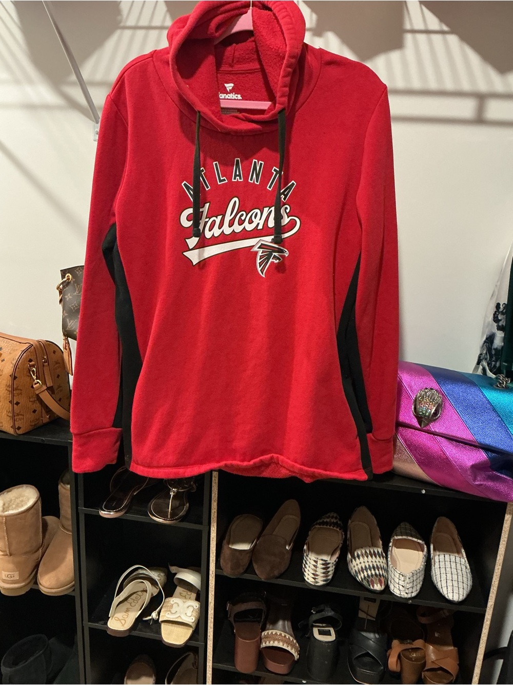 Fanatics Red Atlanta Falcons Cowl Neck Pullover with Black Panels